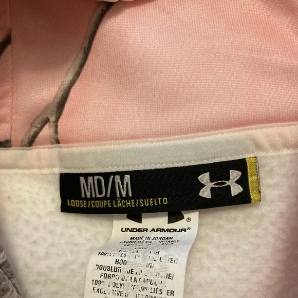 Sold 💝 Under Armour Performance Hoodie White & Pink Trim - Picture 6 of 8